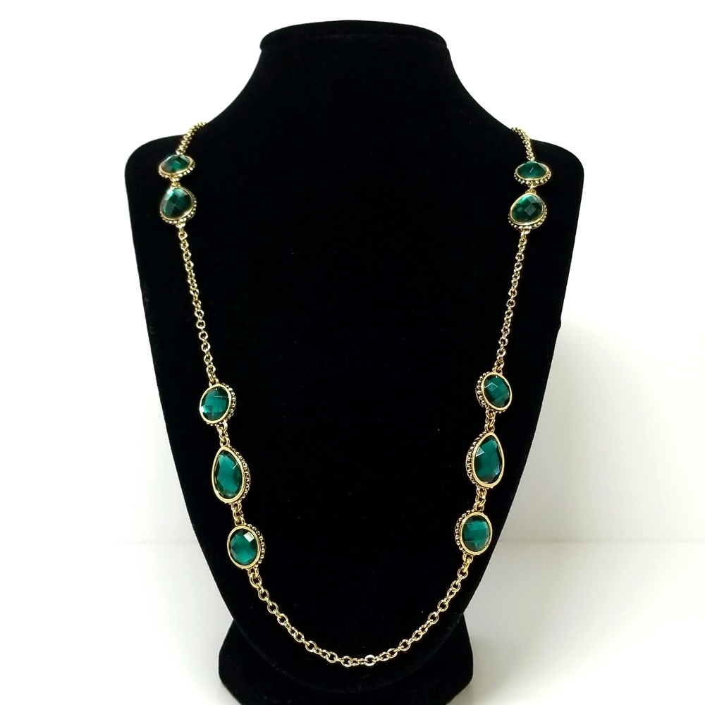 Napier Womens Green Emerald Faux Gemstone Lov Taylor Swift Inspired 36" Necklace